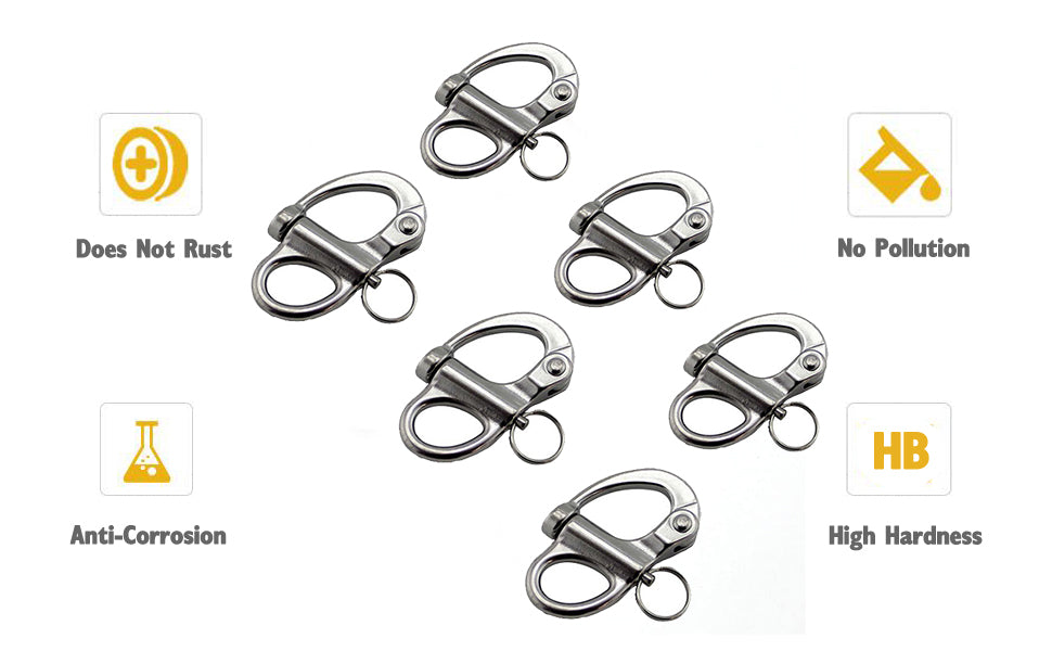 (Exclusive) 1Pack Snap Shackle Quick Release Bail Rigging Sailing Boat Marine Part Depot Stainless Steel Swivel Eye Snap Shackle